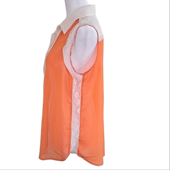 Romeo & Juliet Coutour Blouse Orange with Ivory Lace Details Size Medium - Picture 4 of 12